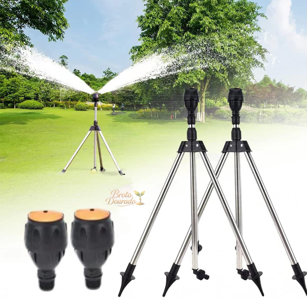 Tripé para Irrigação 360º Automático: Máxima Economia e Alta Pressão + BRINDE HOJE (Mangueira Profissional de 15M)